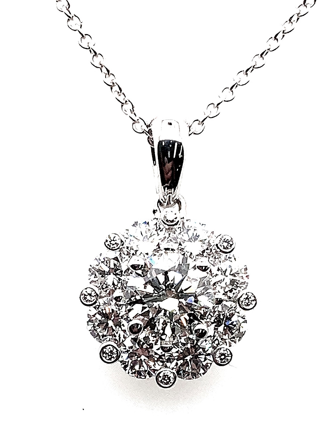 Fire & Ice .53ct Ctr .75cttw 18kt Wg Double Diamond Halo Pendant F-i Vs1-si2 Ags 104116418013 itemprop=
