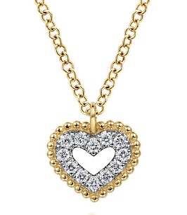 G&c .07ctw 14k Yg Bujukan Diamond Pave Heart Pendant G-i Vs1-vs2 Serial #s1966117