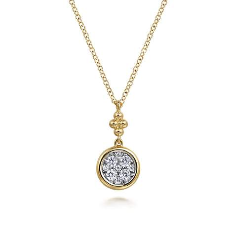 G&c .24cttw 14kt Yg/wg Diamond Cluster Bujukan Drop Pendant G-i Vs1-vs2 Serial #s1949105