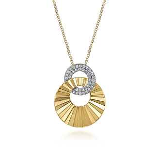 G&c .25cttw 14k Yg/ Wg Double Circle Drop Pendant With Chain G-i Vs1-vs2 Serial #s1934353