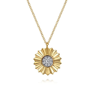 G&c .10ctw 14k Yg/ Wg Dia Cluster Pendant With Chain F-h Vs1-vs2 Serial #s1934367