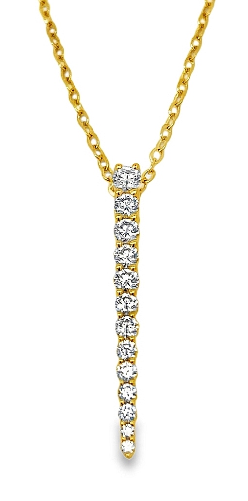 Fire & Ice .50cttw 18k Yg Graduating Diamond Spike Pendant With 18-16 Inch Chain G-i Vs1-vs2