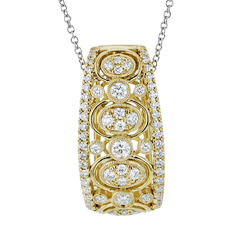 Simon G. .55ctw 18k Yg/wg Diamond Cluster Drop Pendant With 17-19inch Adjustable Chain G-i Vs1-vs2 Serial#752860 itemprop=