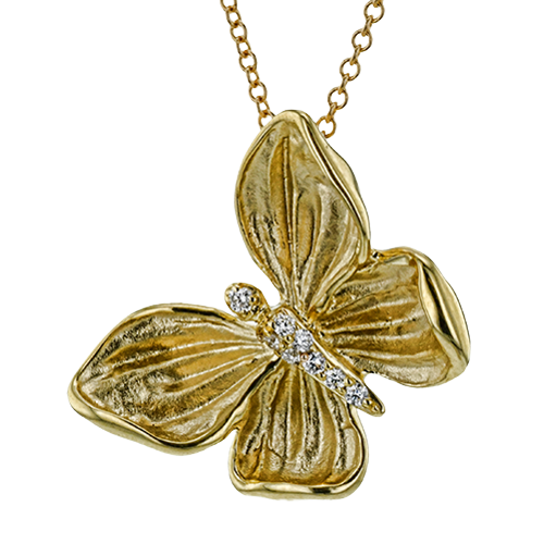 Simon G. .06cttw 18k Yg Diamond Butterfly Pendant With 17-19inch Adjustable Chain G-h Vs1-vs2 Serial#805948