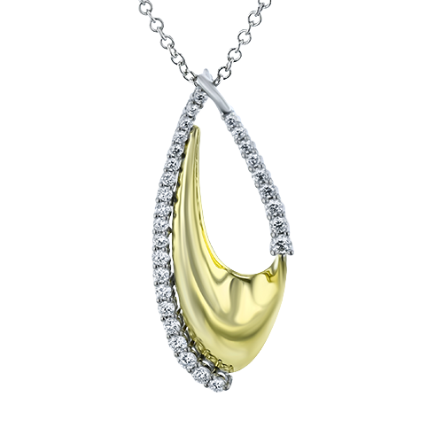 Simon G. .51cttw 18k Yg/wg Diamond Drop Pendant With 17-19inch Adjustable Chain F-h Vs1-vs2 Serial#794341 itemprop=