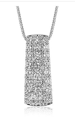 Simon G.1.49ctw 18k Wg Wide Diamond Cluster Drop Pendant With 17-19inch Adjustable Chain F-h Vs1-vs2 Serial#801292 itemprop=