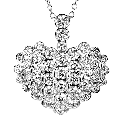 Simon G. 1.19ctw 18k Wg Puffed Dia Heart Cluster Pendant With 17-19inch Adjustable Chain F-h Vs1-vs2 Serial#752854 itemprop=