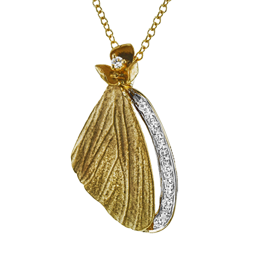 Simon G. .11cttw 18k Yg Butterfly Wing Dia Pendant With 17-19inch Adjustable Chain F-h Vs1-vs2 Serial#651601