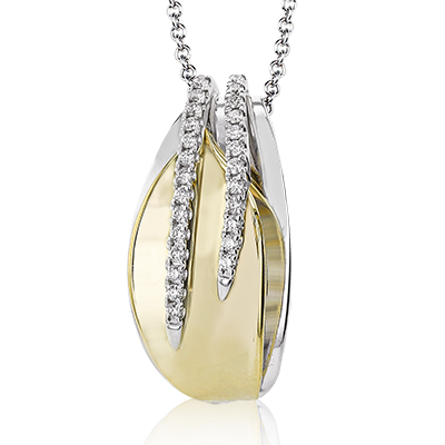 Simon G. .15cttw 18kt Wg/yg 2-row Dia Drop Pendant With 17-19 Inch Adjustable Chain F-h Vs1-vs2 Serial#689440