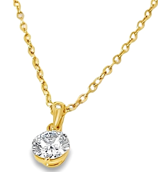 Fire & Ice .70ctr Ags .71cttw 18k Yg 2-prong Dia Solitaire Pendant With Diamond Accent On Bail & 16-18 Inch Adjustable Chain I-j Si1-si2 Ags# 104107212005
