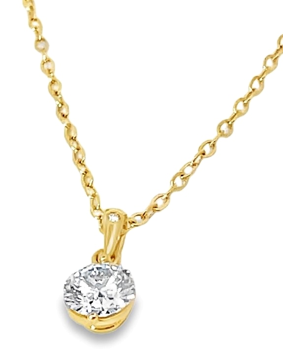 Fire & Ice .52ctr Ags .53cttw 18k Yg 2-prong Dia Solitaire Pendant With Diamond Accent On Bail 16-18-inch Adjustable Chain I Vs2-si1 Ags# 104117624006
