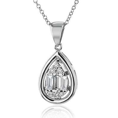 Simon G. .26cttw 18k Wg Diamond Drop Cluster Pendant W/bag & Rd Dia F-h Vs1-vs2 Serial# 808699