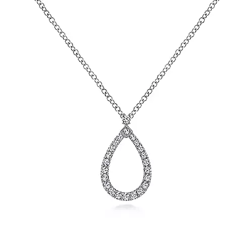 G&c .17cttw 14kt Wg Open Teardrop Diamond Necklace Serial #s1751929 G-i Vs1-vs2