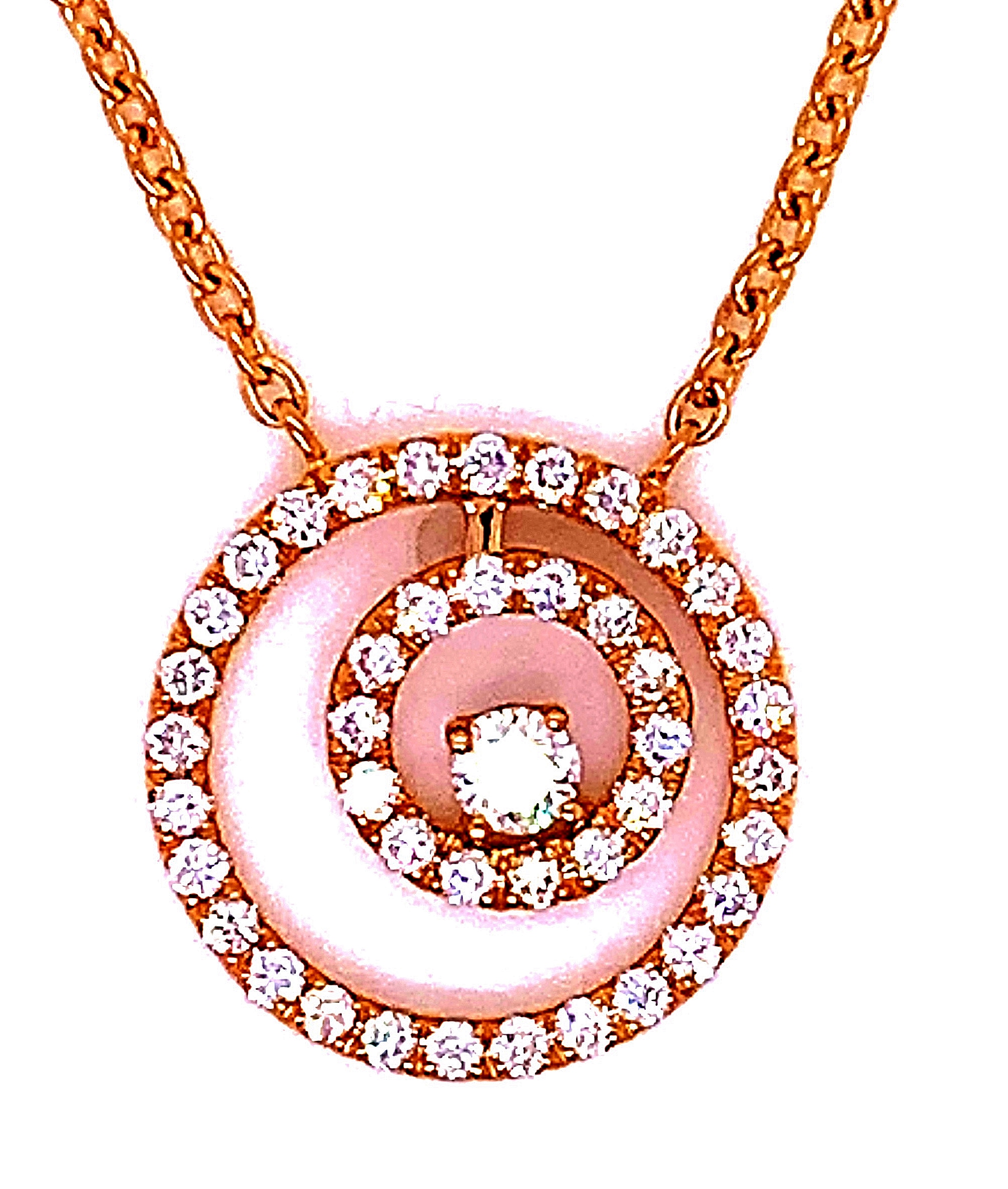 Fire & Ice .53 Ctw 18k Rg Dbl Circle Dia Halo Necklace With 19-inch Chain G-i Vs1-vs2