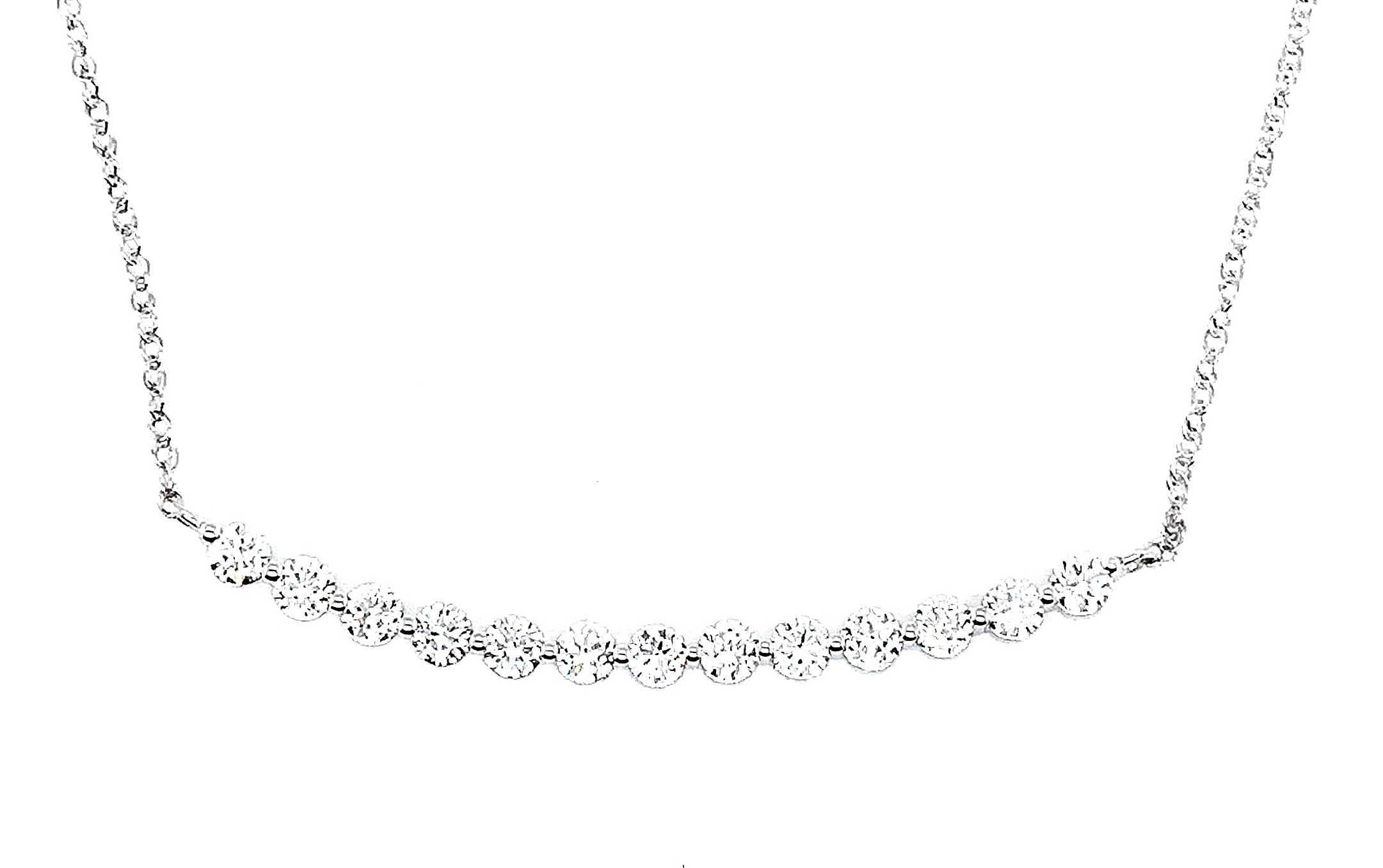 Fire & Ice 1.04cttw 18kt Wg Curved Diamond Bar Necklace G-i Vs-vs2