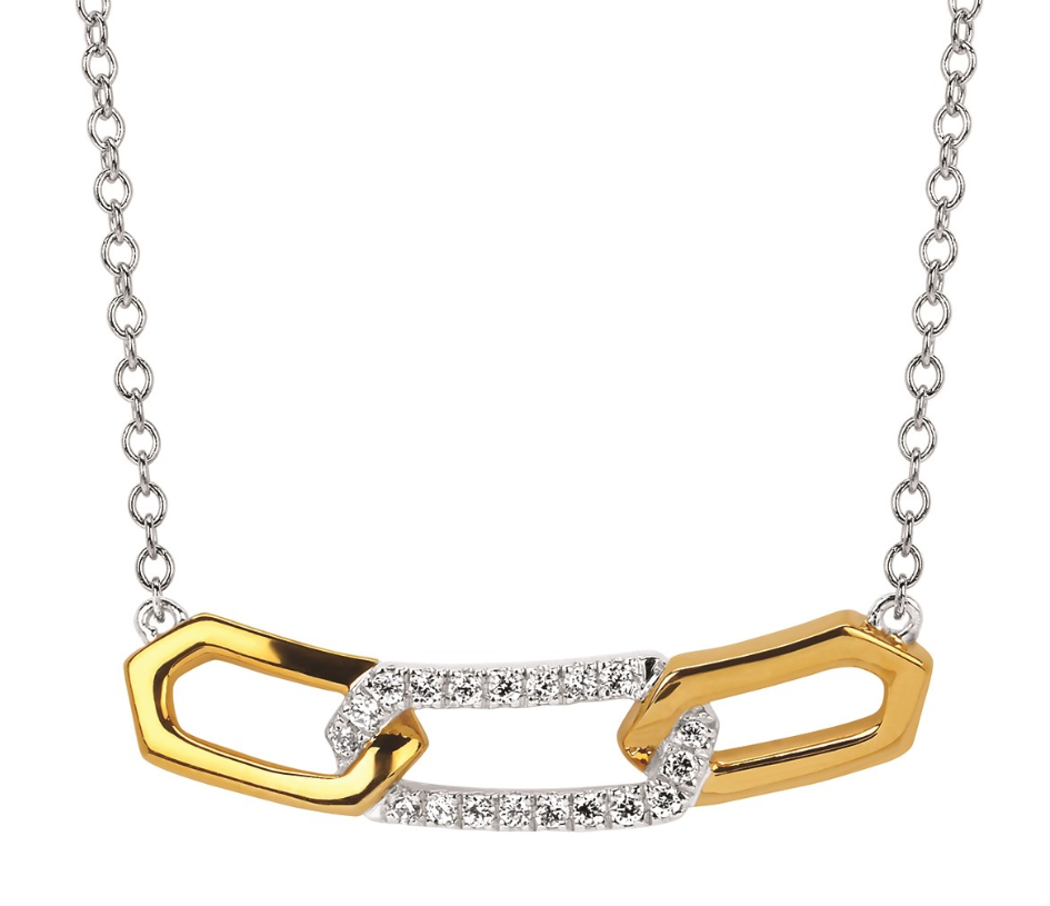 .11cttw 14kt Yg/wg Chain Link Style Diamond Necklace F-h Vs1-si1