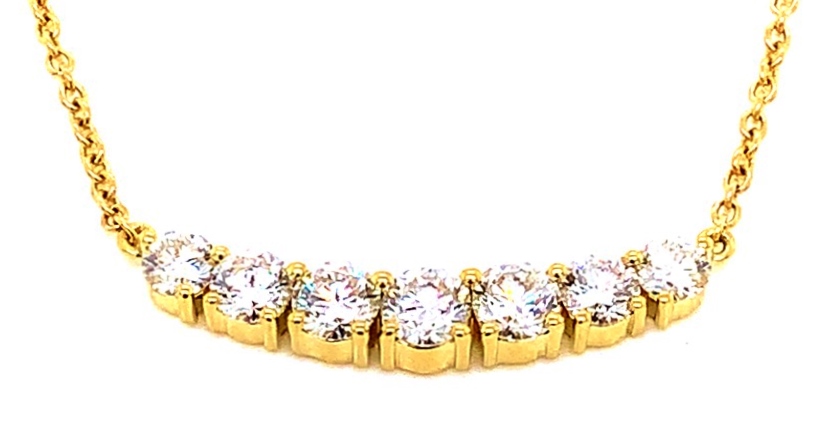 Fire & Ice .77cttw 18kt Yg 7-stn Grad Diamond Necklace W/18in Attached Chain G-h Vs1-vs2