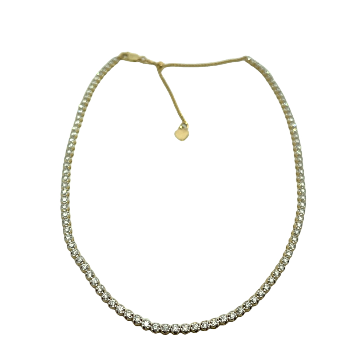 2.51cttw 14kt Yg Diamond Tennis Necklace With Adjustable Chain I-j Vs2-si2