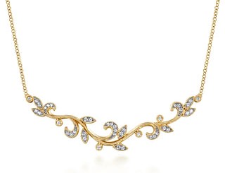 G&c .34cttw 14kt Yg Diamond Filigree Floral Necklace With Chain G-i Vs1-si1 Serial # S2017634
