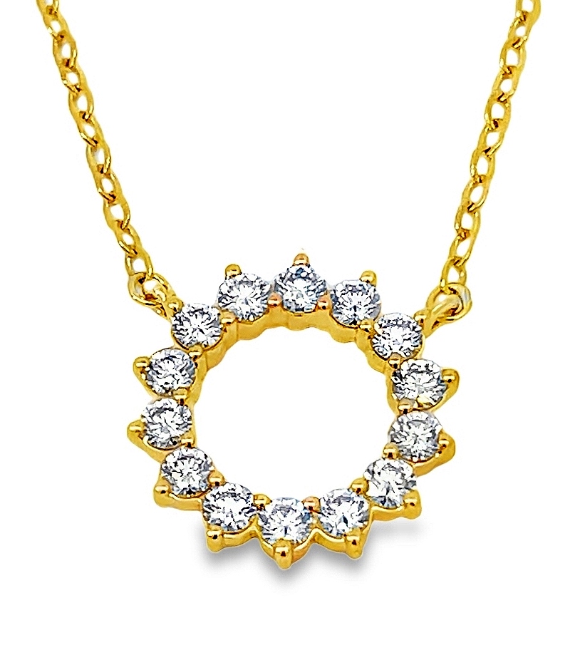 Fire & Ice .70cttw 18kt Yg Diamond Open Circle Necklace With 18-16 Inch Adjustable Chain G-i Vs1-si1