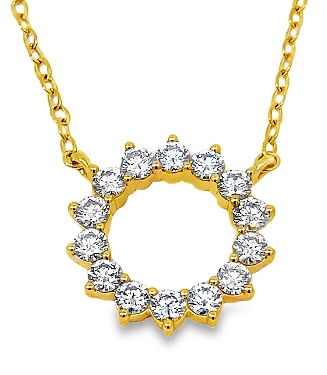 Fire & Ice 1.00cttw 18kt Yg Diamond Open Circle Necklace With 18-16 Inch Adjustable Chain G-i Vs1-vs2