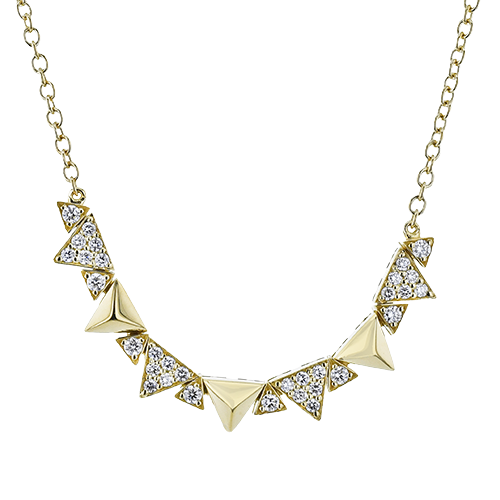 Simon G. .29ctw 18k Yg/wg Dia Triangle Cluster Necklace With 16inch Chain F-h Vs1-vs2 Serial#792967 itemprop=