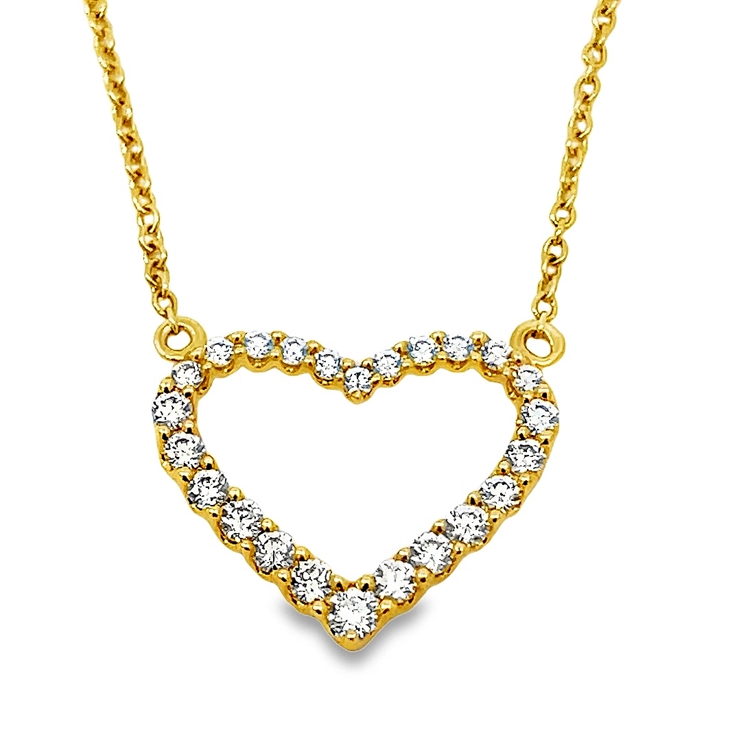Fire & Ice .25cttw 18kt Yg Diamond Heart Necklace With 16-17-18