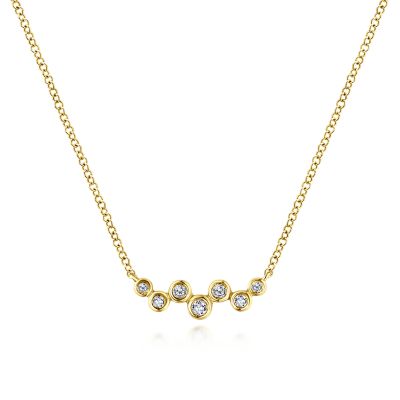 G&c .08cttw 14kt Yg Zig Zag Diamond Bar Necklace Serial # S1349497 G-i Vs1-si1