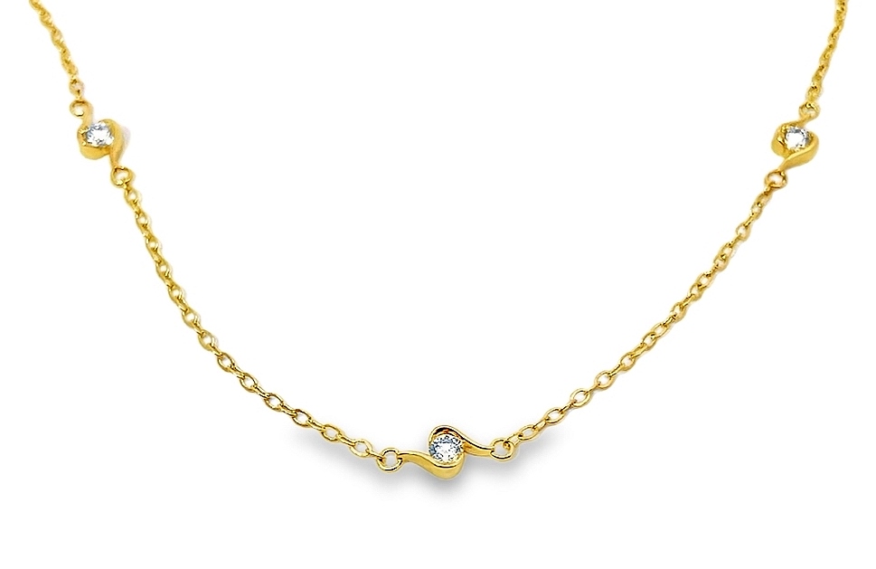Fire & Ice.50ctw 18k Yg Swirl 5-station Diamond Necklace H-i Vs1-vs2