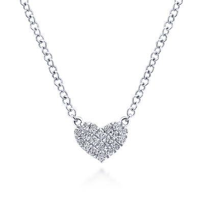 G&c .07cttw 14kt Wg Pave' Diamond Pendant Heart Necklace F-h Vs1-vs2 Serial #s2091704