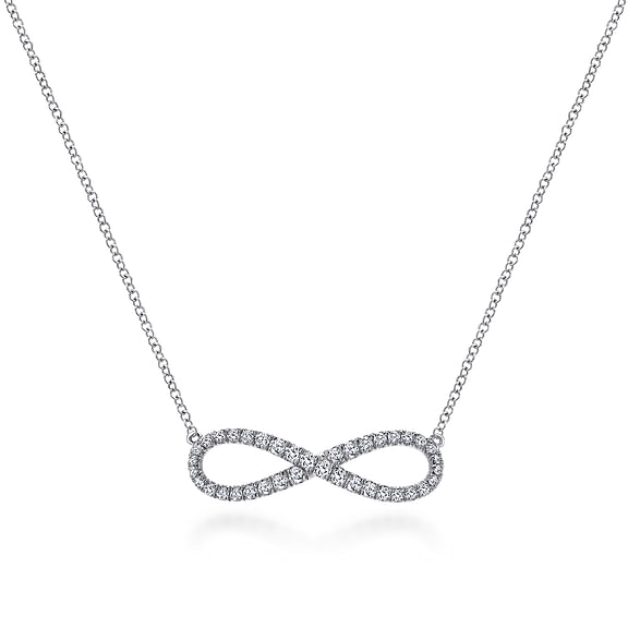 G&c .34cttw 14kt Wg Diamond Infinity Necklace With 18in Chain F-h Vs1-vs2 Serial# S2083046