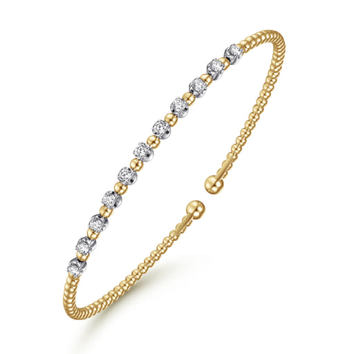14k Two Tone Bujukan Split Diamond Bangle .38 Ctw itemprop=