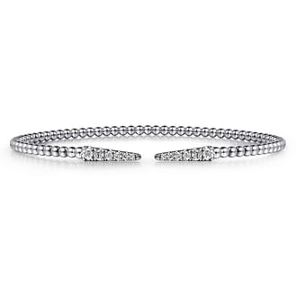 G&c .25cttw 14kt Wg Bujukan Diamond Spike Split Bangle G-h Vs1-vs2 Serial #s1946531
