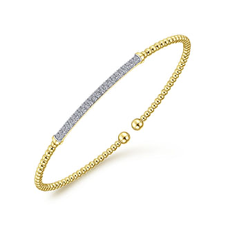 G&c .34cttw 14kt Yg Bujukan Diamond Bar Split Bangle Serial #s1949537 G-h Vs1-vs2