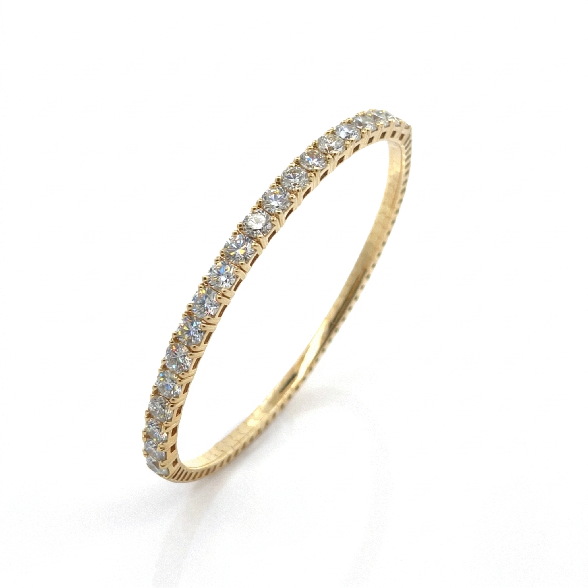 14k Yellow Gold Classic Diamond Flex Bangle Bracelet 5.15 Ctw itemprop=
