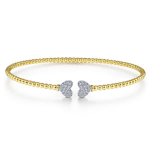 G&c .19ctw 14k Yg/ Wg Split Dia Heart Bujukan Bangle Bracelet F-h Vs1-vs2 Serial# S2083073