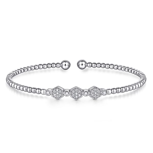 G&c .14cttw 14k Wg Dia Hex/rd Bujukan Bangle Bracelet Serial# S2083074 F-h Vs1-si1