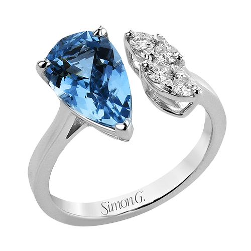 Simon G. .24dtw 1.60 Ctaq 18k Wg Dia & Aquamarine Open Fashion Ring F-h Vs1-vs2 Serial# 809722 itemprop=