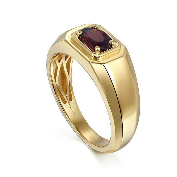 G&c .87gatw 14k Yg Garnet Solitaire Ring With Bright Polished Finish Serial #s2082889