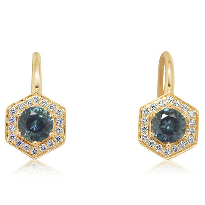 14k Yg .28 Dtw 1.80 Twsa Montana Sapphire & Dia Earrings G-i Vs1-si1