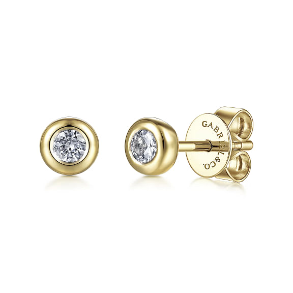 G&c .20ctwsa 14kt Yg White Sapphire Stud Earrings Serial #s1780113