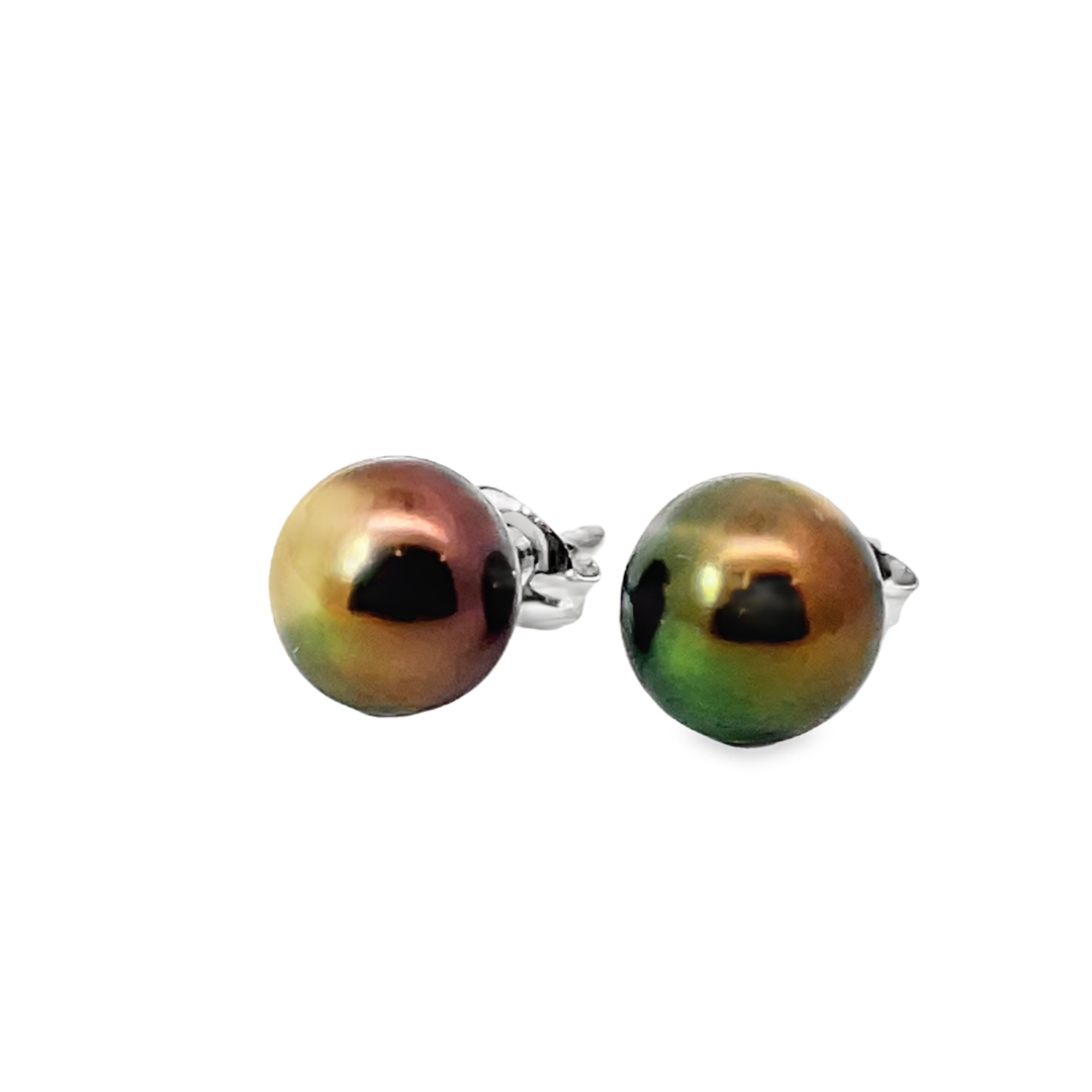 *not Redeemable For Cash* Sterling Silver 8.5-9mm Black Dyed Fw Cult Pearl Button Earrings