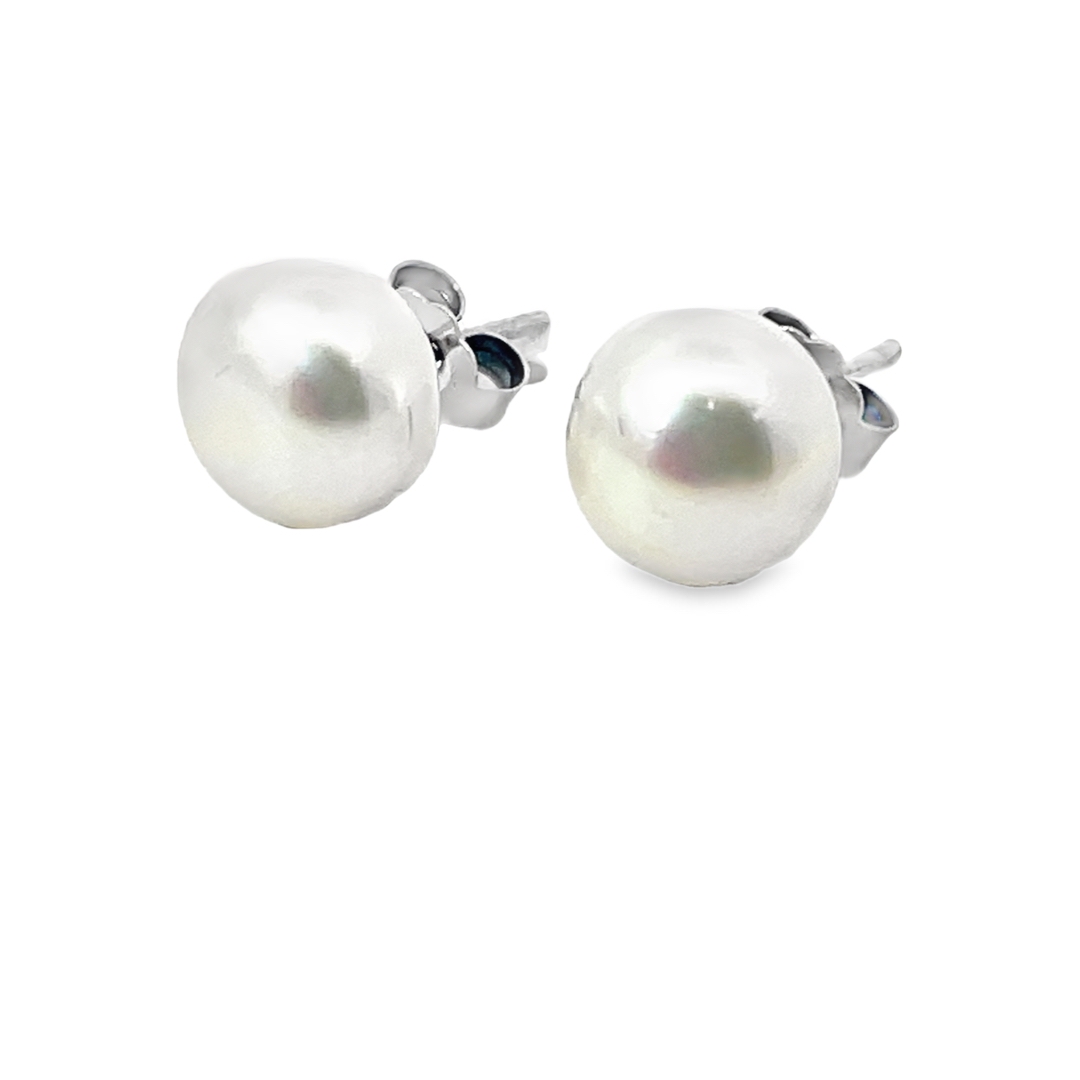 *not Redeemable For Cash* Sterling Silver 8.5-9mm White Fw Cult Pearl Button Earrings