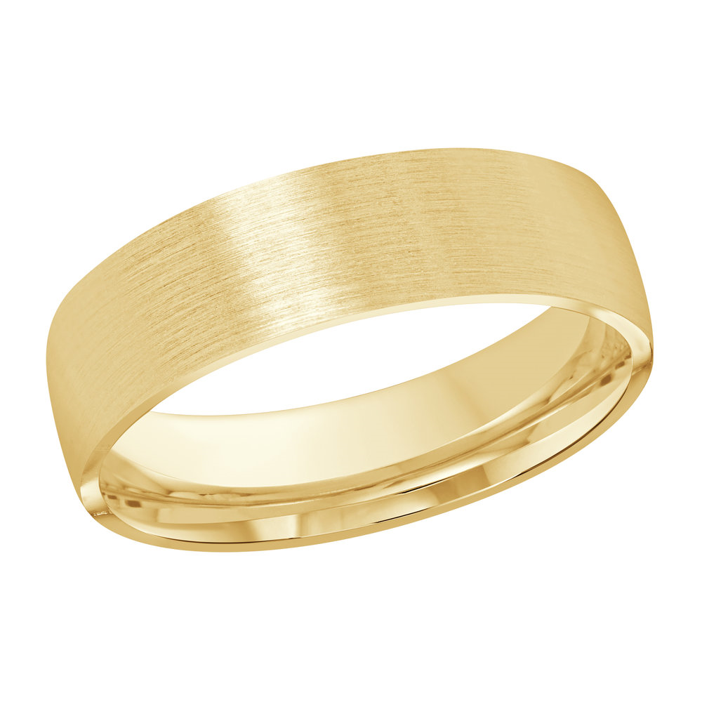 Yellow Gold Men's Wedding Band Full Brushed Satin Finish, 6mm