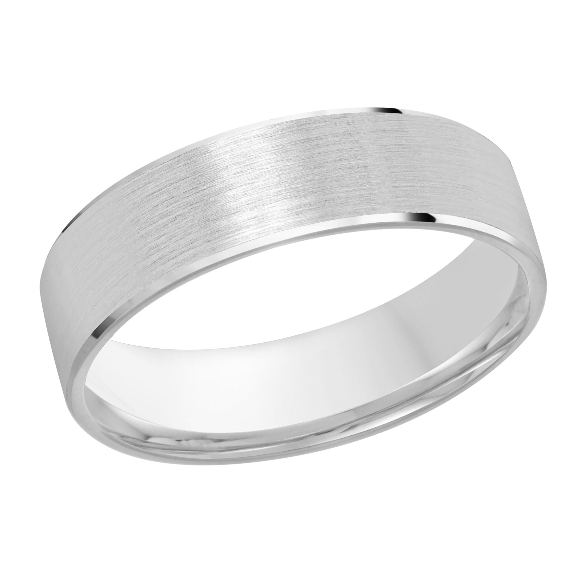 Minimalist White Gold Band Ring Sleek Brushed Finish Wedding Band, 6mm itemprop=