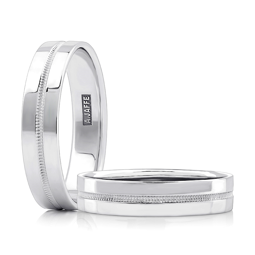 Milgrain Detail Platinum Men's Wedding Band 5mm