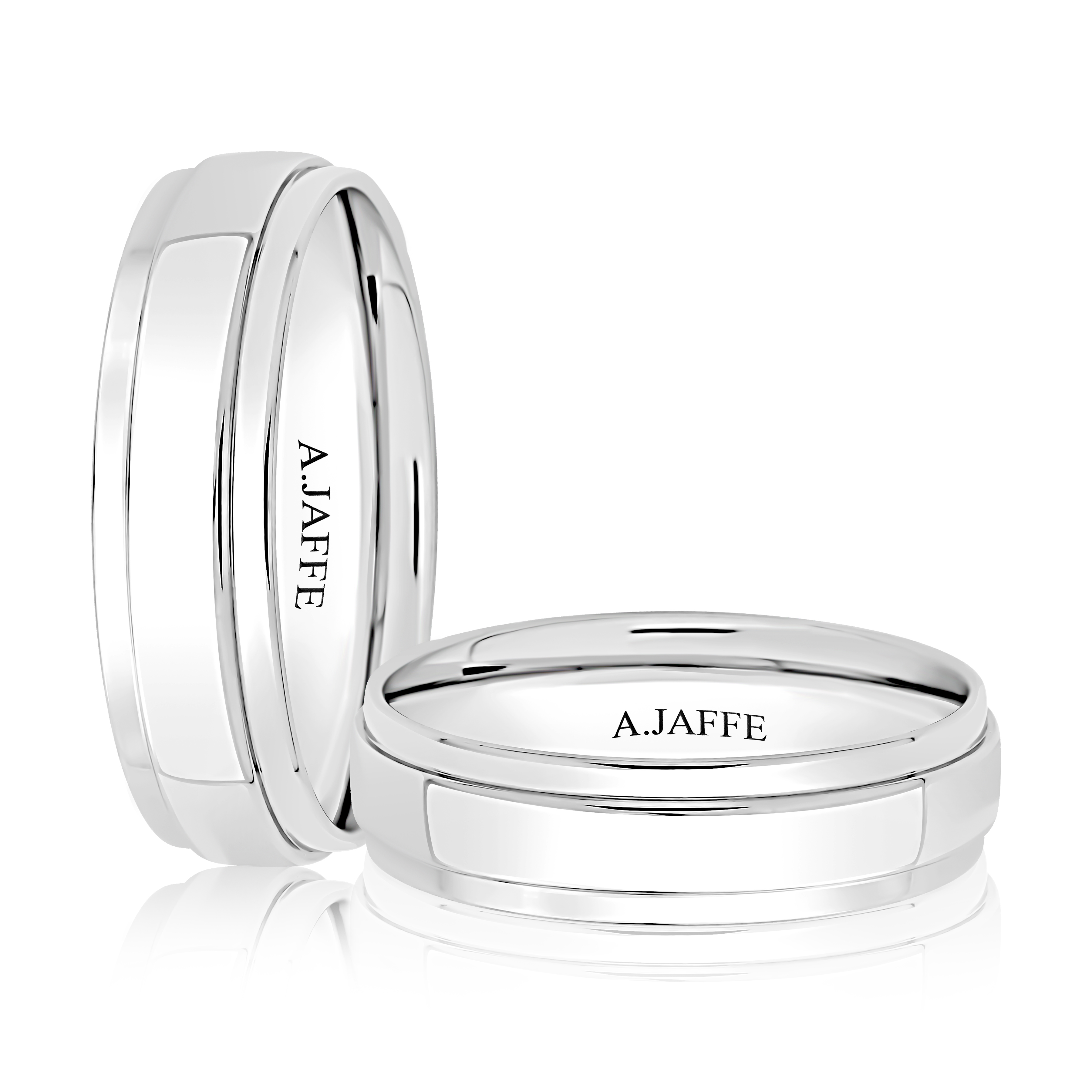 White Gold Men's Wedding Band Geometric Rectangular Pattern 5mm