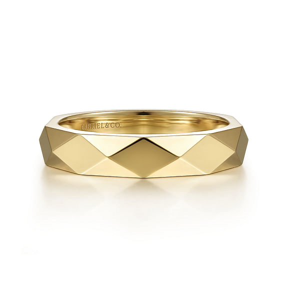 14k Yellow Gold Faceted Stackable Fashion Ring