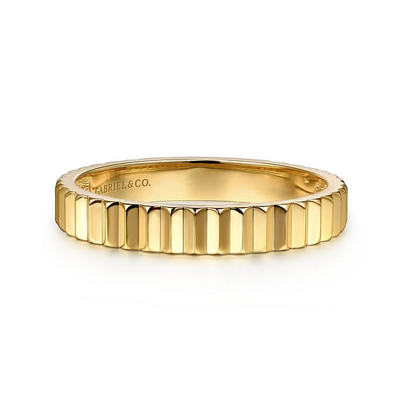 14k Yellow Gold Vertical Diamond-cut Stackable Ring