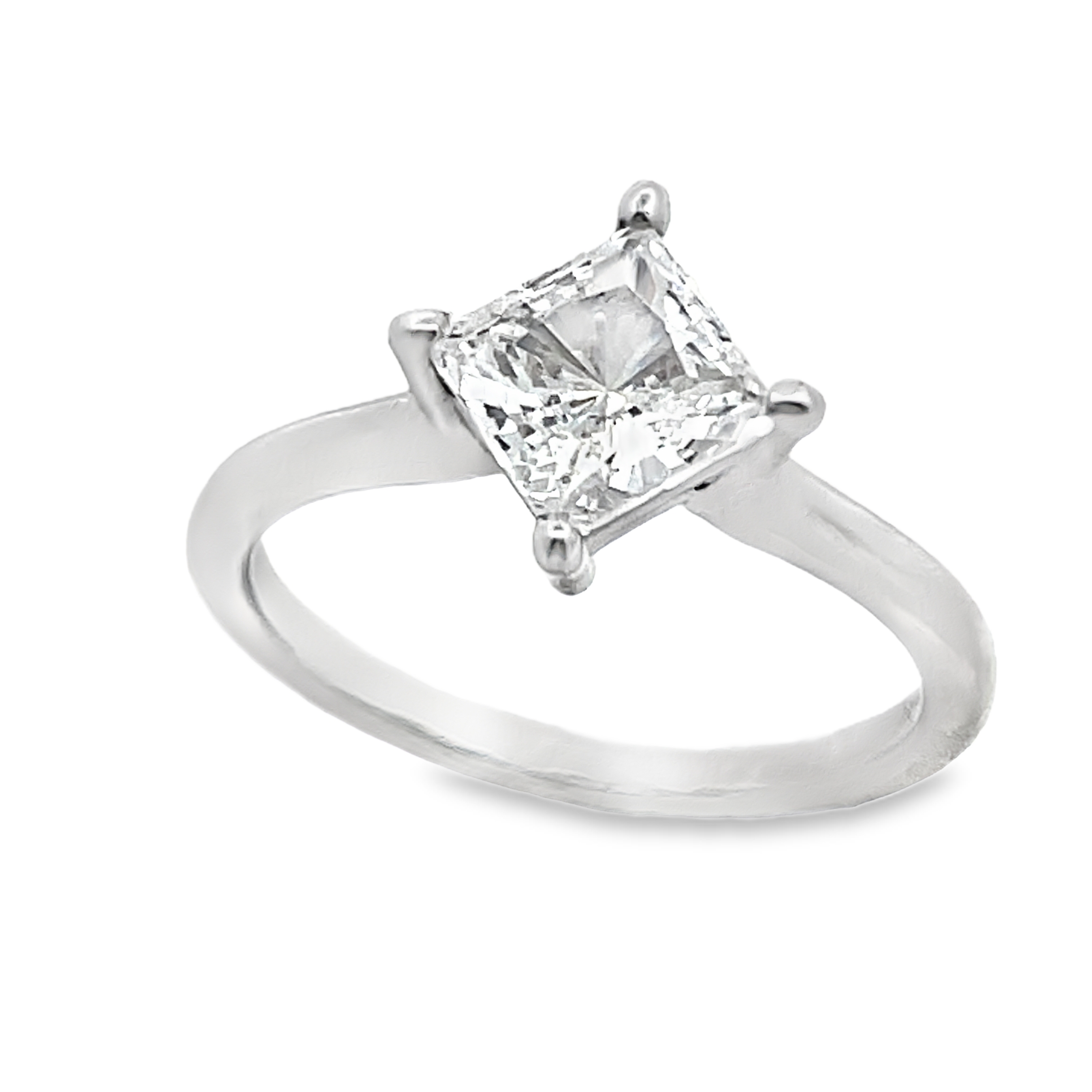 14kt Wg Kite Set Solitaire Mtg For 1.00ct 5.5mm Square Ctr Stn Size 6.75